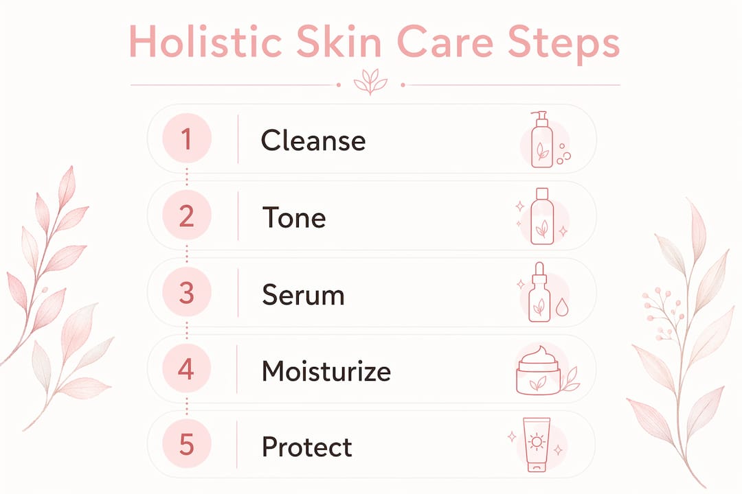 Infographic of holistic skin care routine steps