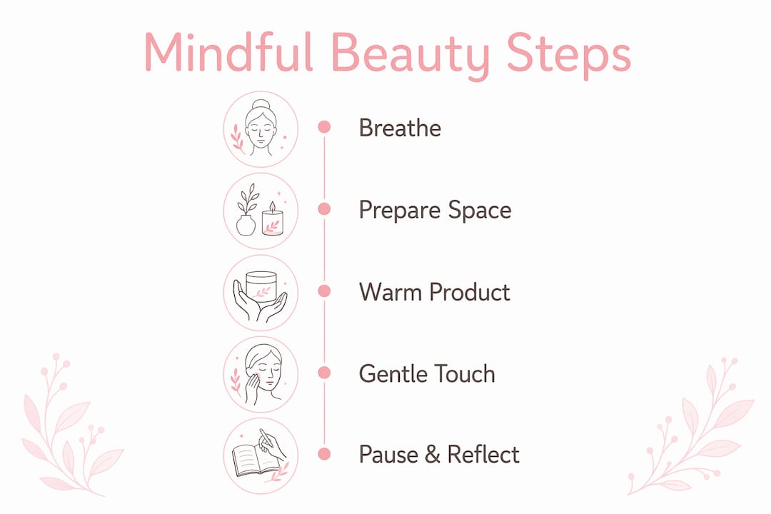 Infographic illustrating mindful beauty routine steps