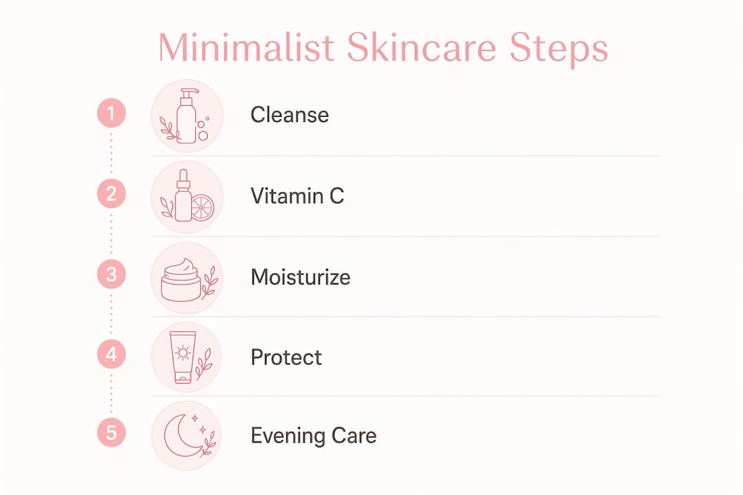 Infographic outlining minimalist skincare routine steps