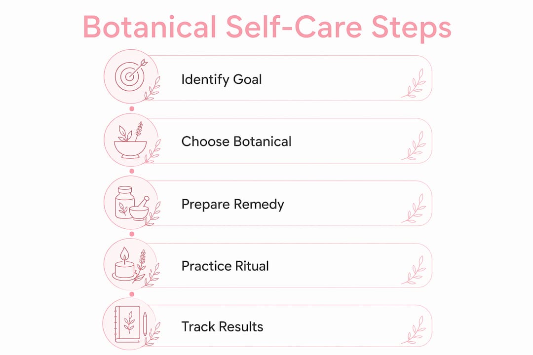 Infographic detailing botanical self-care steps