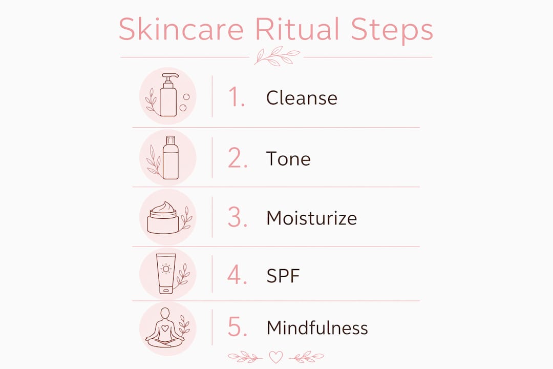 Infographic showing steps of mindful skincare ritual