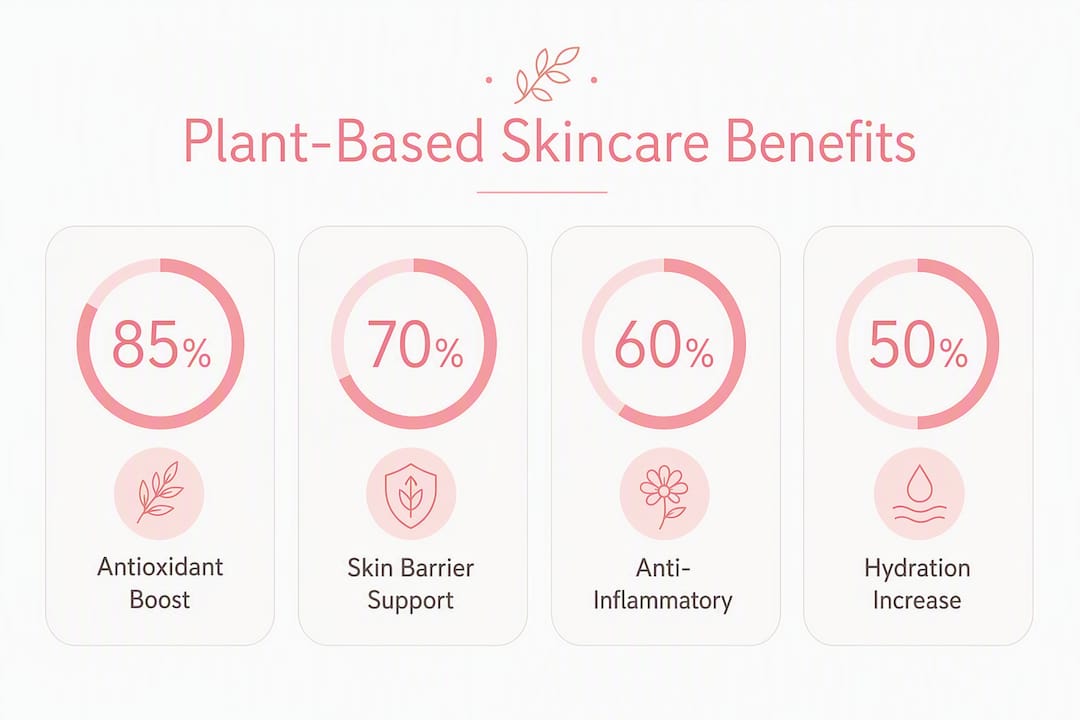 Infographic showing plant-based skincare benefits