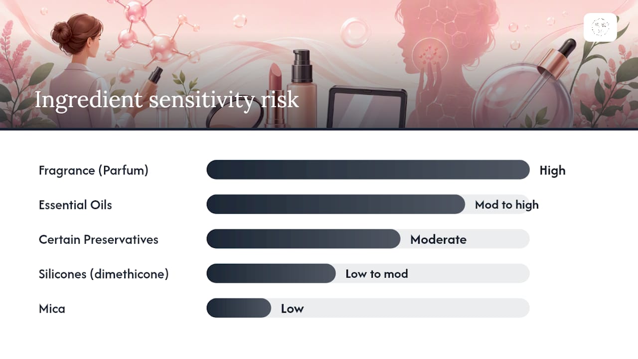 Diagram summarizing sensitive skin ingredient risks