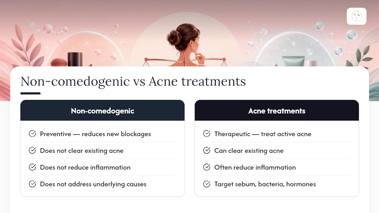 What can non-comedogenic products actually do for acne? — overview diagram