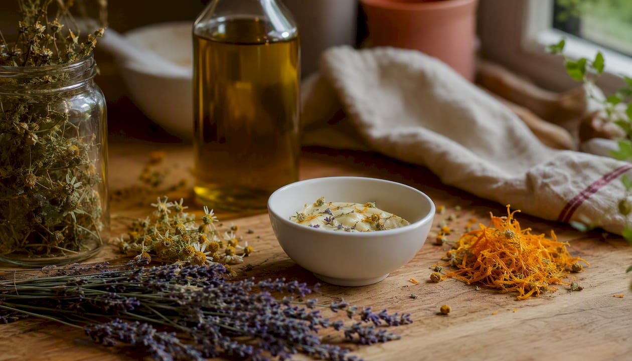 Botanical ingredients and serum for sensitive skin