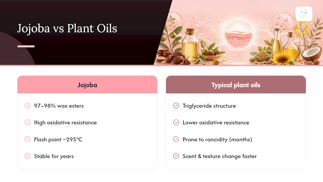 Why the wax-ester structure changes how it feels and performs — overview diagram