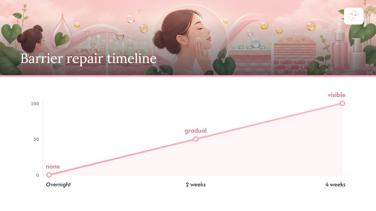 Timeline showing gradual barrier repair over weeks