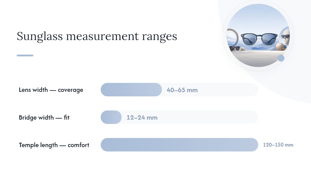 Three sunglasses measurement numbers explained