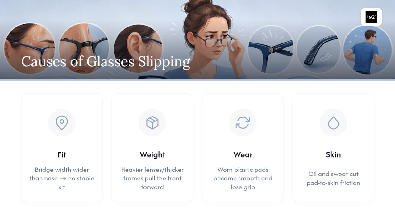 Four causes of slipping glasses