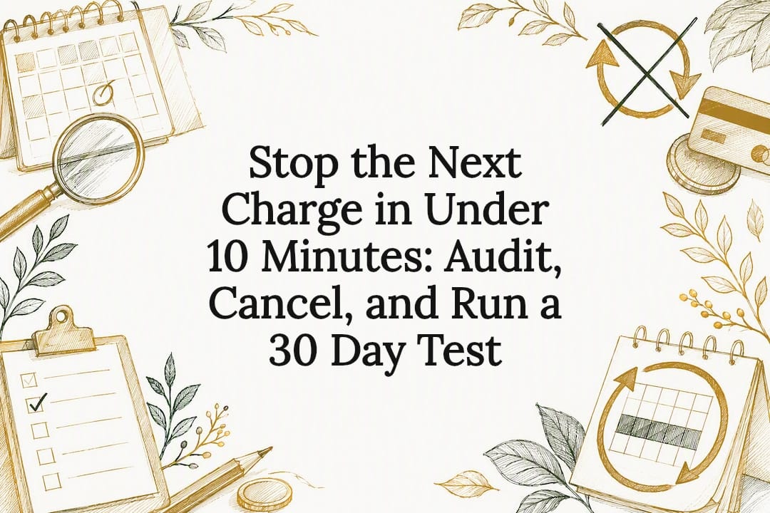 Stop the Next Charge in Under 10 Minutes: Audit, Cancel, and Run a 30 Day Test