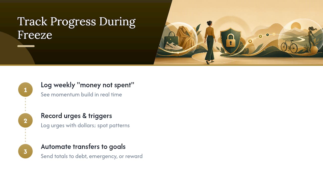Three-step spending freeze progress system