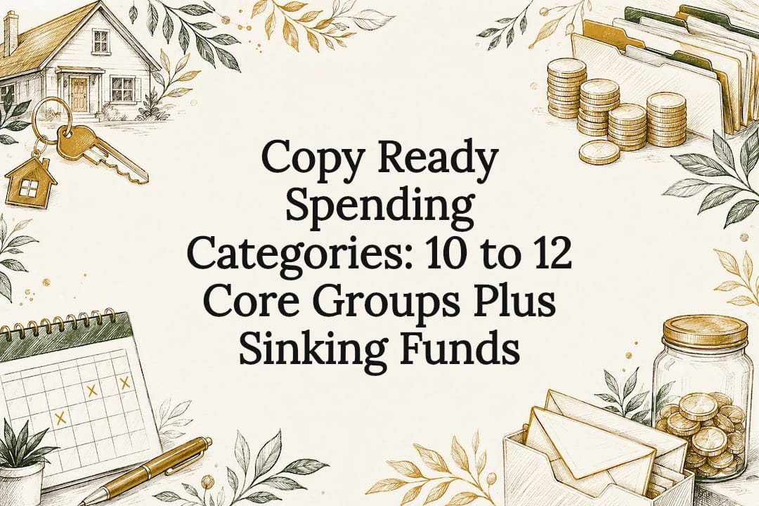 Copy Ready Spending Categories: 10 to 12 Core Groups Plus Sinking Funds