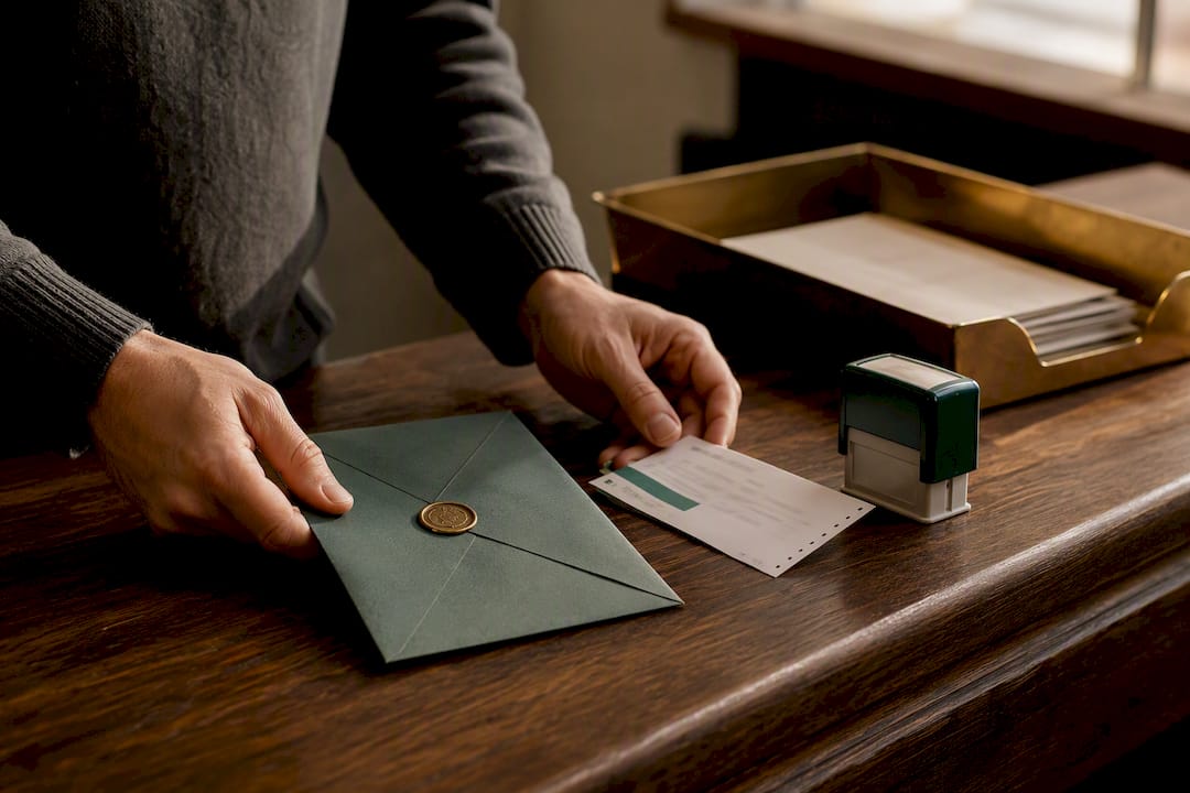 Sealed envelope beside certified mail receipt