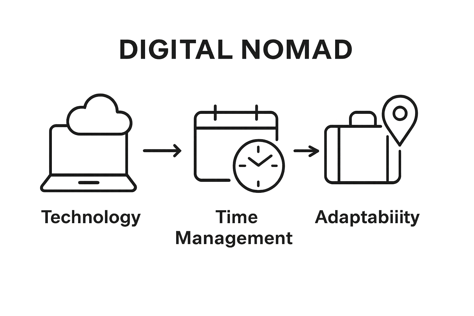 Infographic of Key Elements in Digital Nomad Workflow