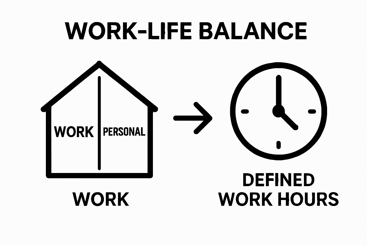 Infographic showing clear boundaries between work and personal life at home.