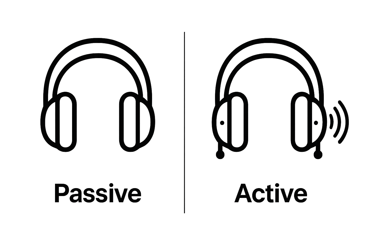 Passive vs active noise-canceling headphones visual comparison