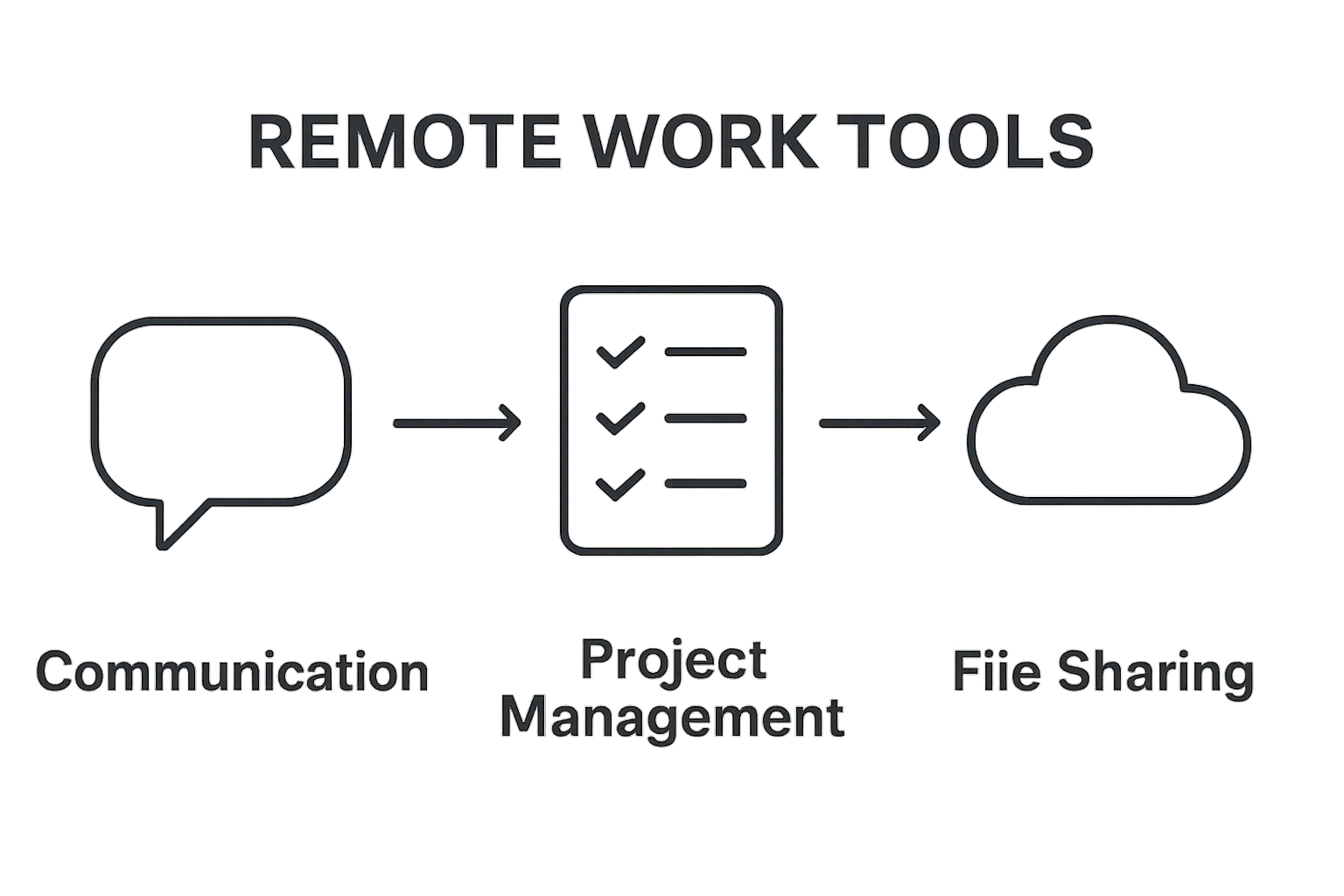 Three remote work tool categories icons comparison
