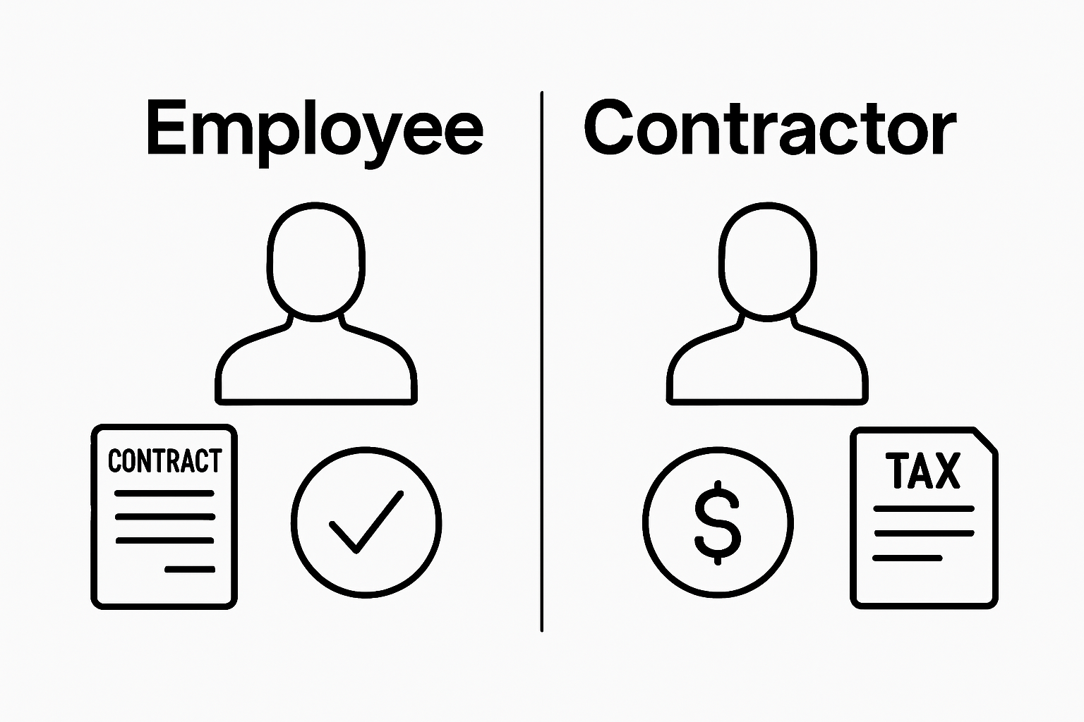 Infographic comparing international remote employee vs contractor status