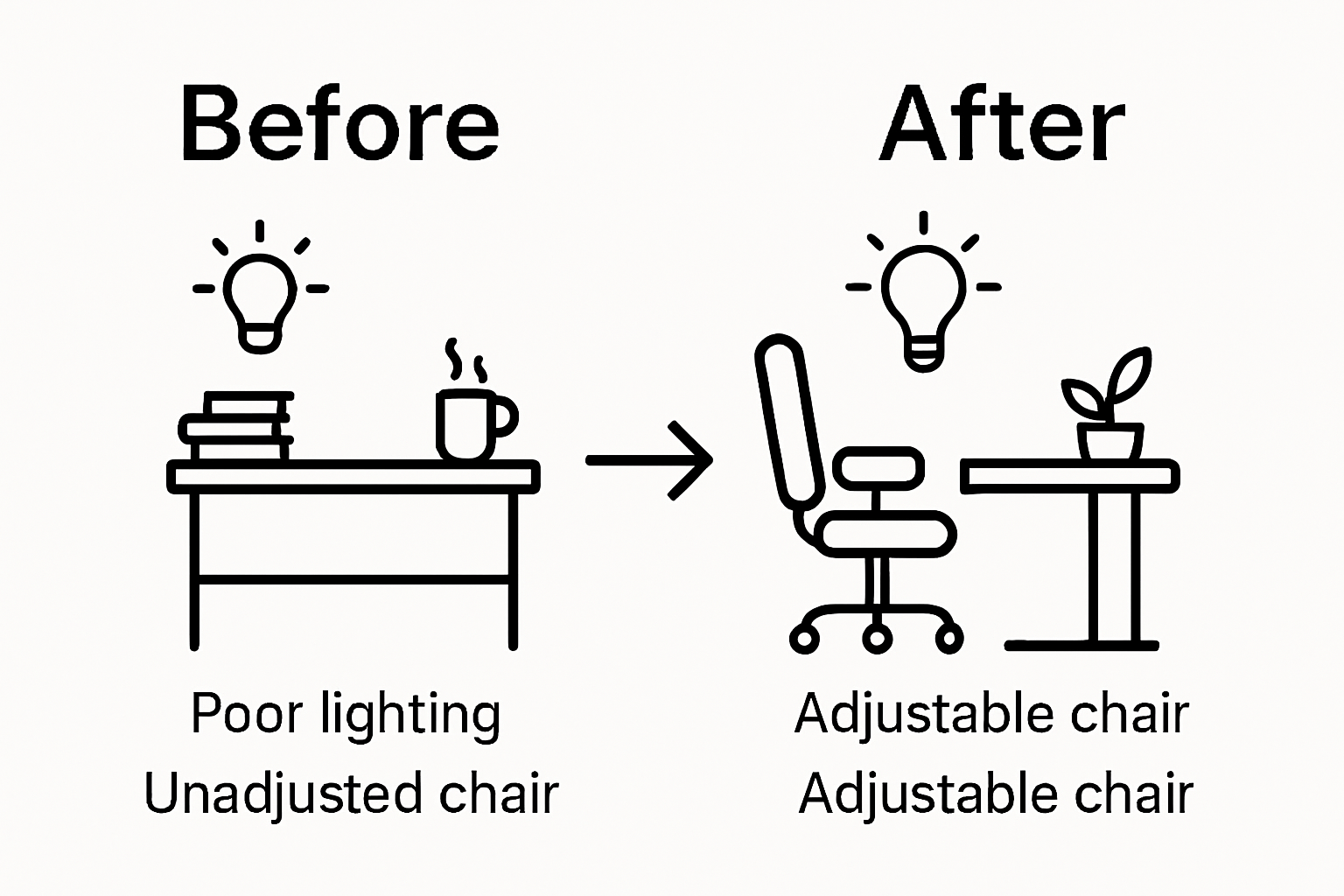 Before-and-after infographic illustrating remote workspace optimization