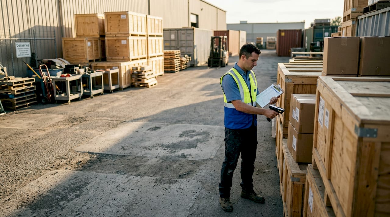 Mitigating Supply Chain Risk: Strategies That Work - Transform 42 Inc Manager Reviewing Warehouse Inventory In Aisle