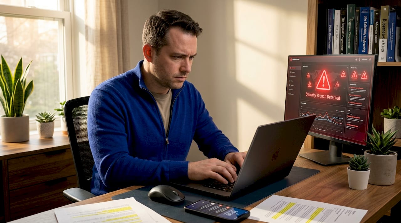 Digital Risk Management For Business Leaders In 2026 - Transform 42 Inc It Manager Responding To Breach In Workspace