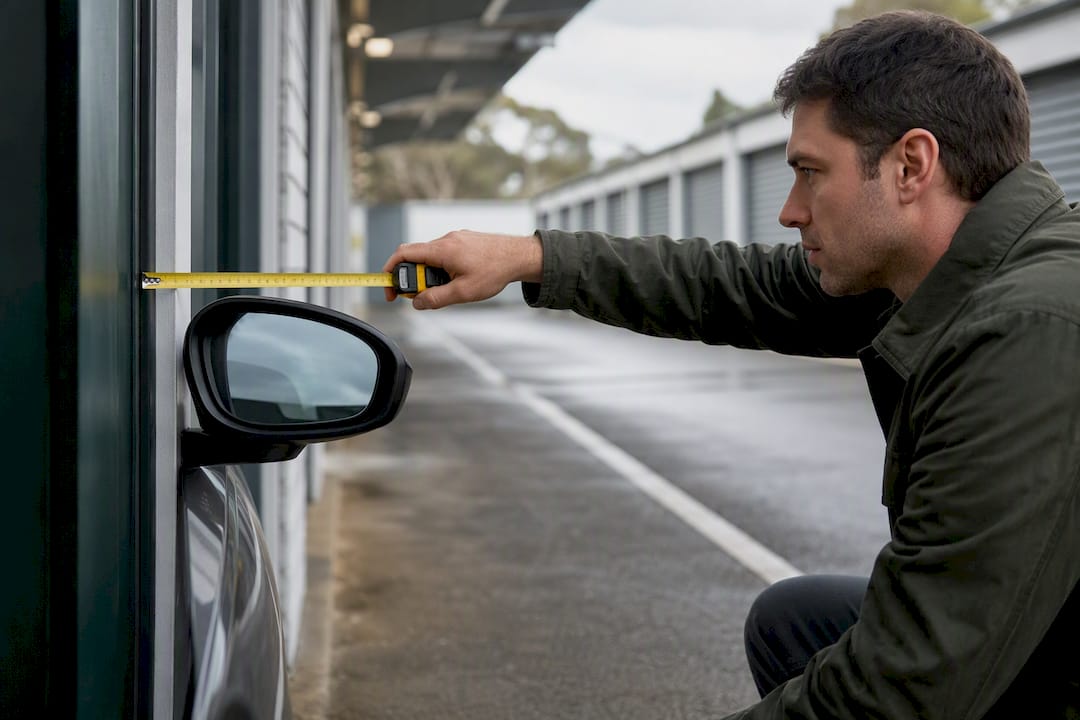 Measuring vehicle clearance in parking stall