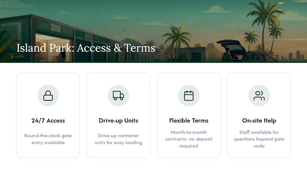 How Island Park Storage Handles 24/7 Access — overview diagram