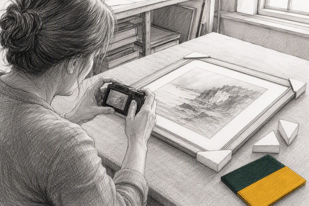 Artist documenting artwork before storage