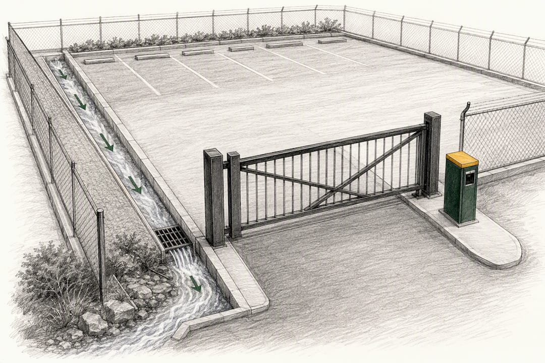 Illustration of drainage and secure facility access