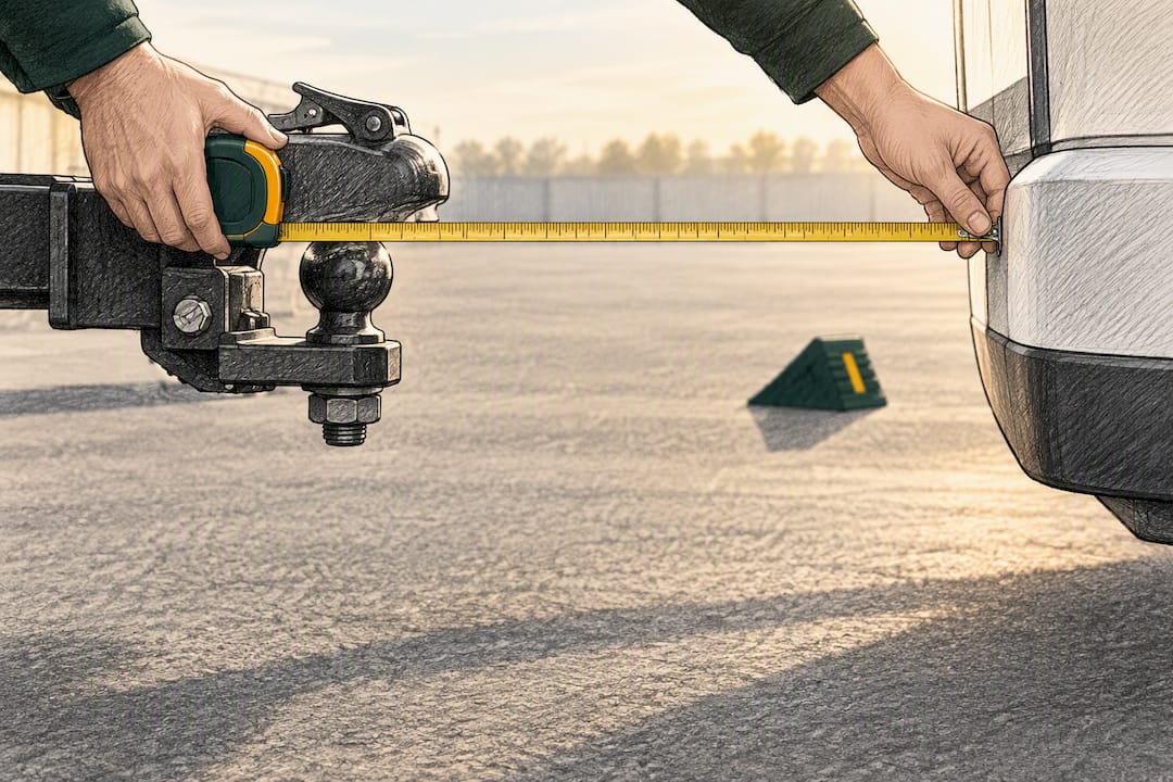 Hands measuring trailer length for storage