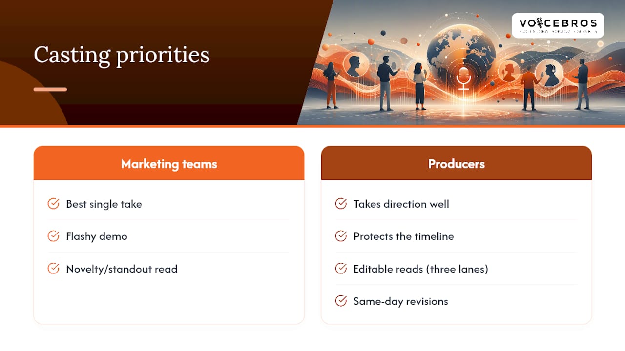 Producer Perspective: The Non-Obvious Priorities in Commercial Casting — overview diagram