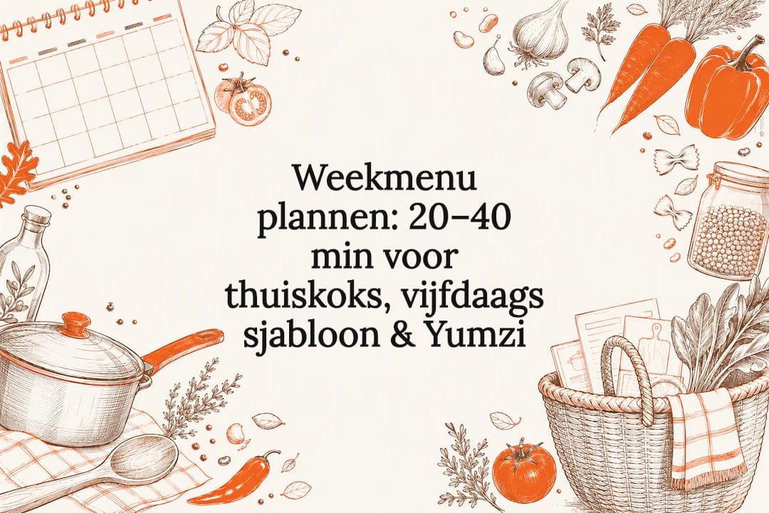 Decoratieve titelkaart voor weekmenuplanning