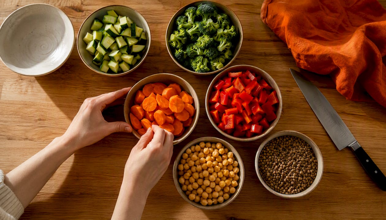 Groenten en eiwitten voor het weekmenu