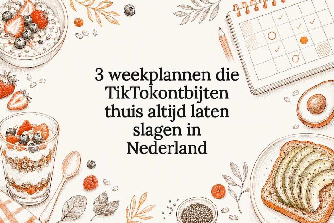 Sfeervolle illustratie met ontbijtspullen van TikTok