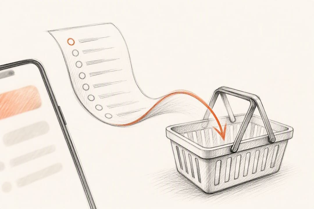 Ontwerp van een boodschappenlijst naar een digitaal winkelmandje