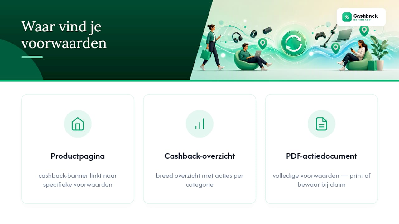Waar vind je de exacte actievoorwaarden en deelnemende producten? — overview diagram
