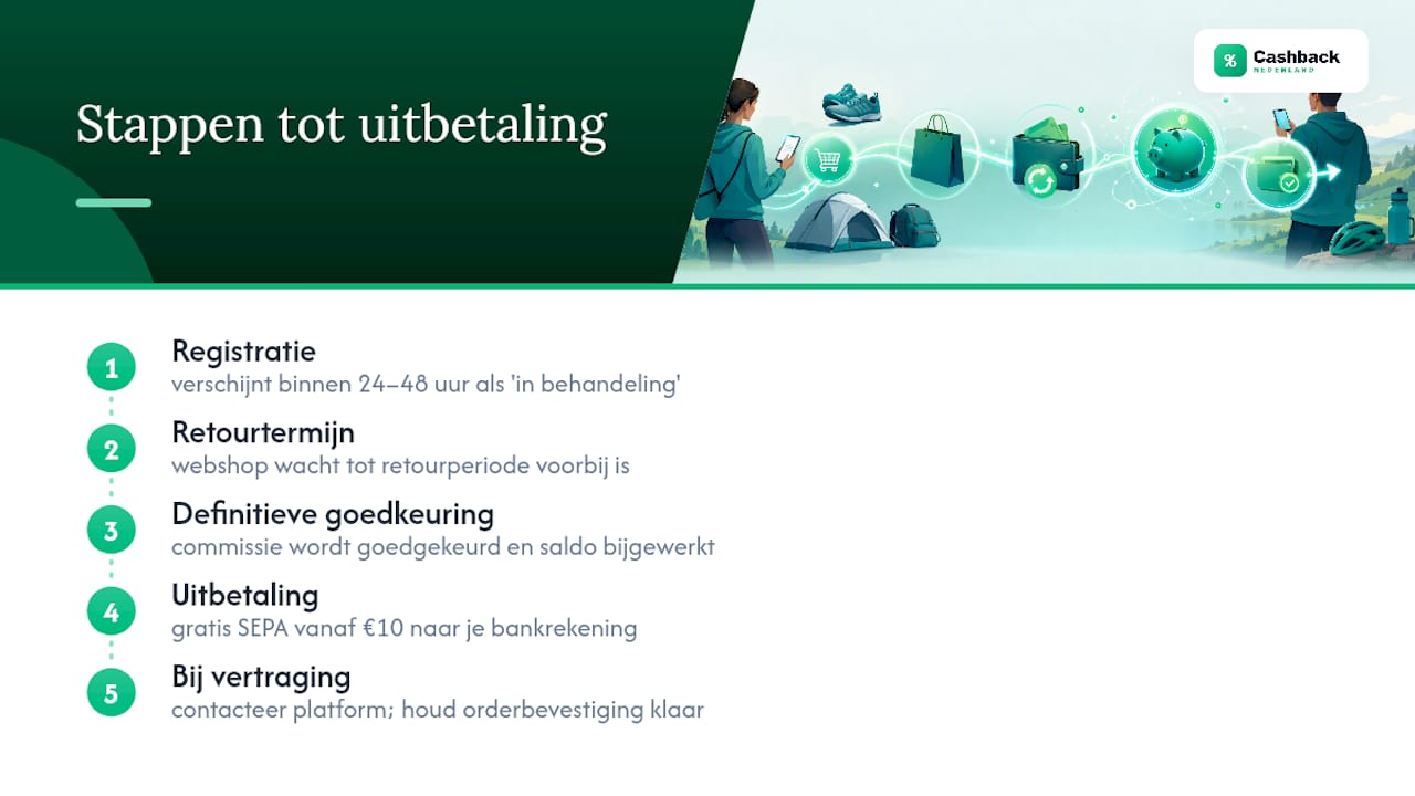Wanneer krijg je je cashback uitbetaald? — overview diagram