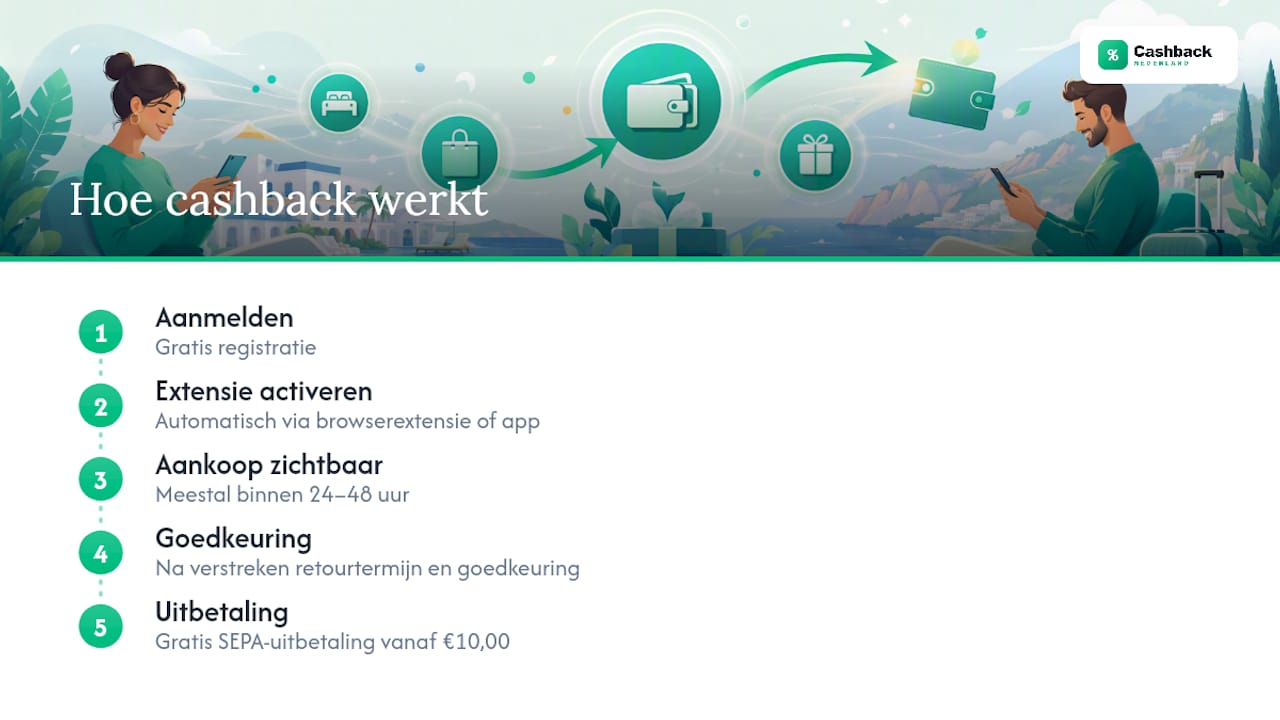 Cashback verzamelen op meer dan alleen reizen — overview diagram