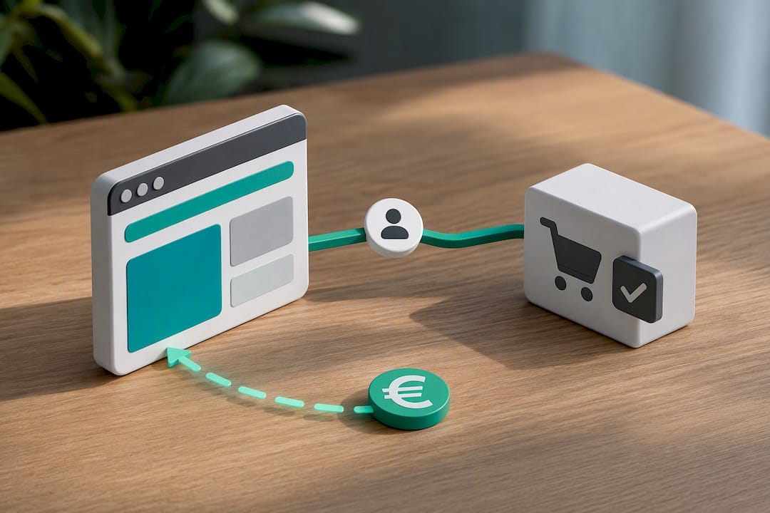 Illustratie van affiliate tracking en cashback