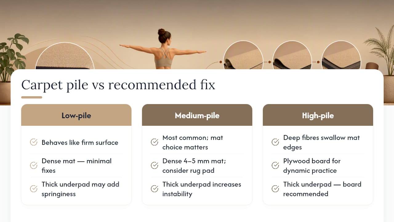 Carpet pile types and yoga solutions