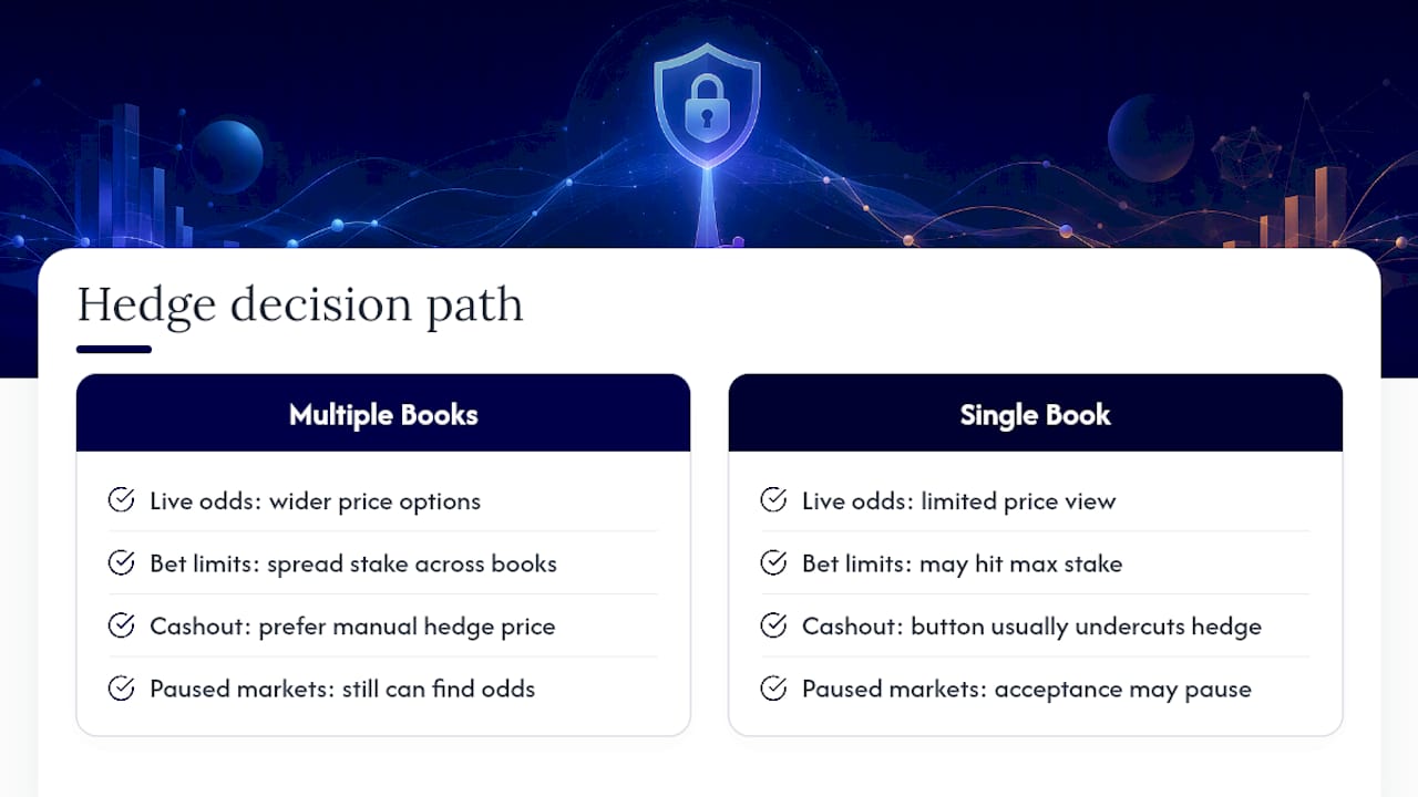Live sportsbook hedge comparison workflow