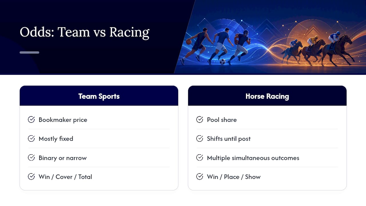 Horse racing and team sports odds comparison