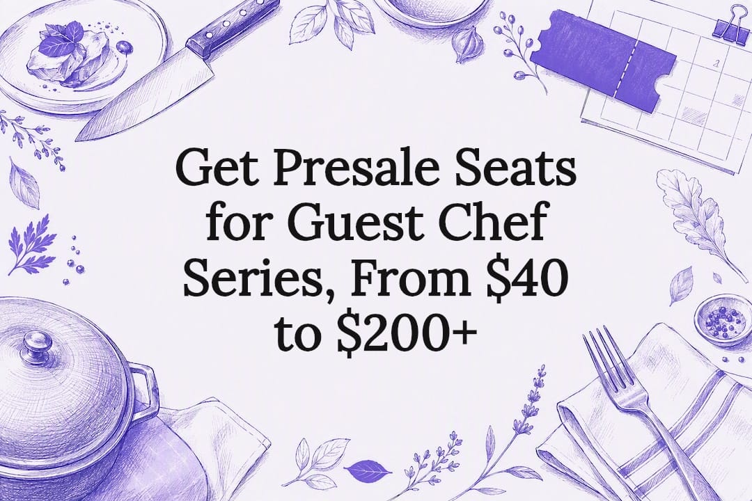 Decorative guest chef dinner title card