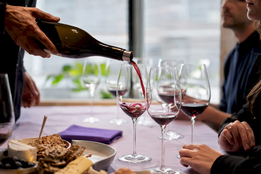 Guided pours during a wine masterclass
