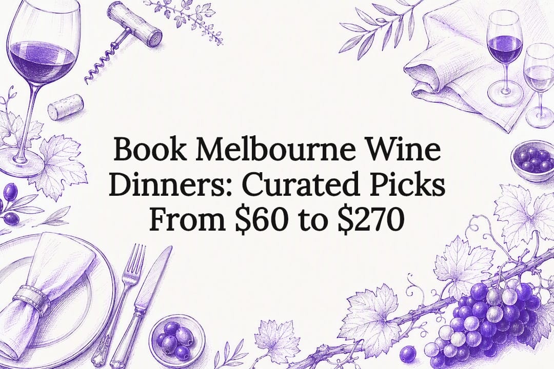 Decorative Melbourne wine dinner title card