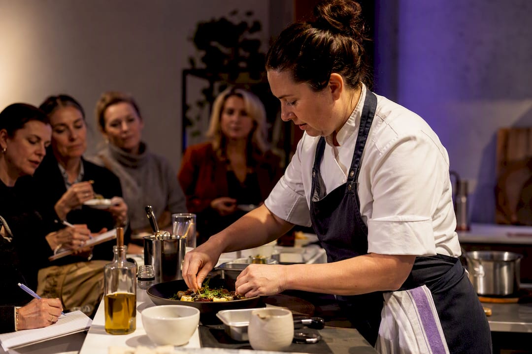 Chef demonstrating a festival cooking technique