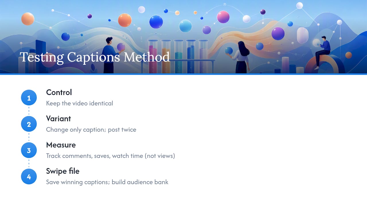 Caption testing workflow with performance metrics