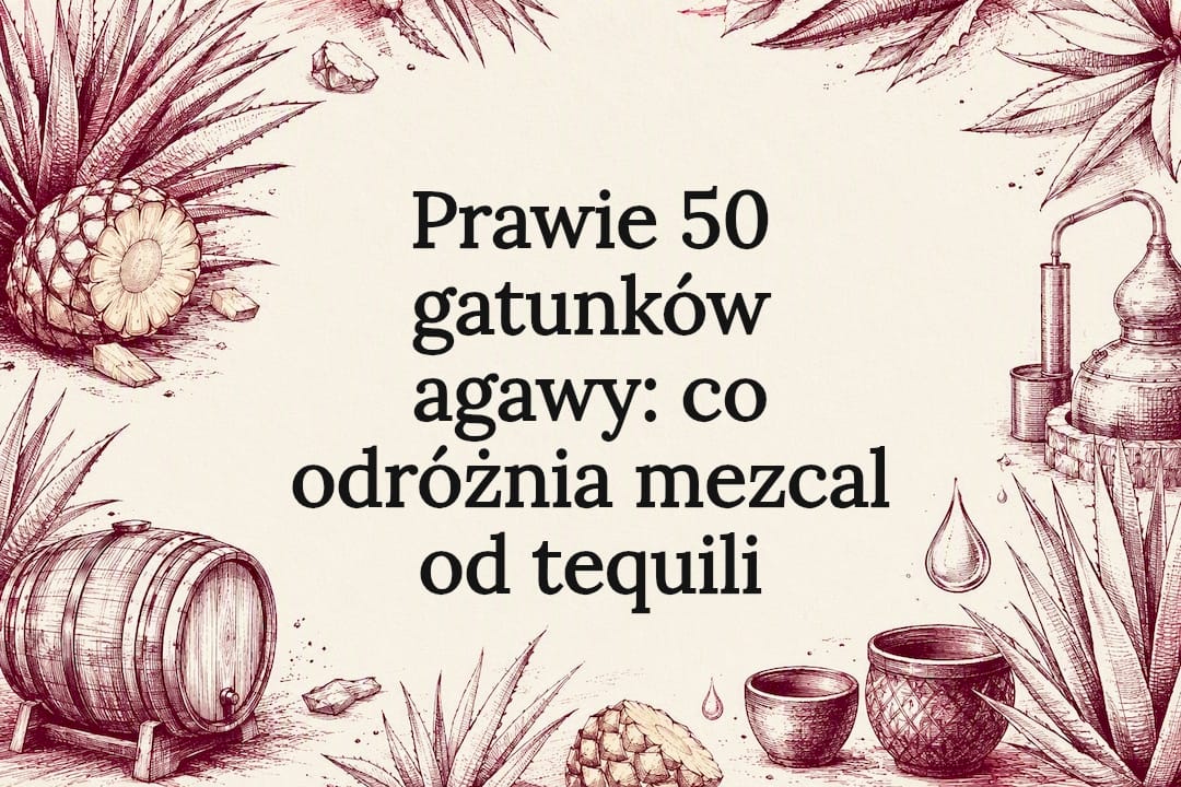 Ilustracja agawy, mezcalu i tequili