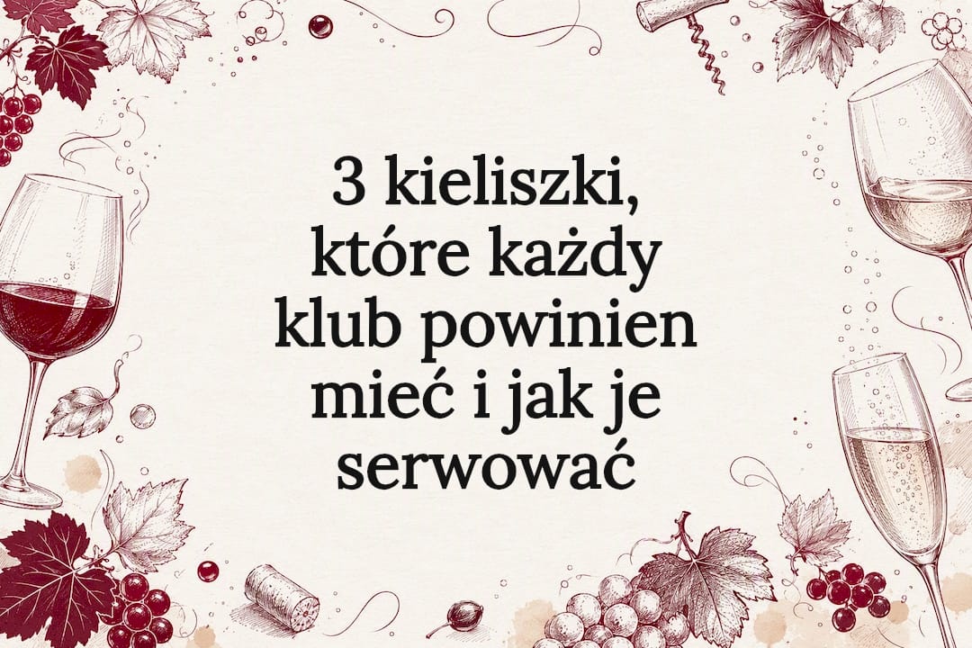 Dekoracyjna grafika przedstawiająca trzy kieliszki do wina