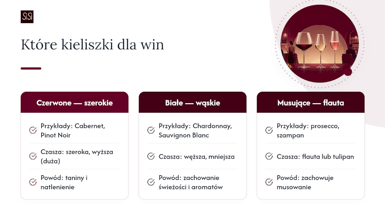 Który kieliszek wybrać do konkretnego gatunku wina — overview diagram